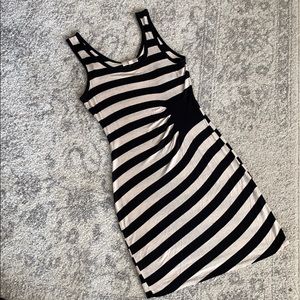 Striped black and cream dress. Super comfy!